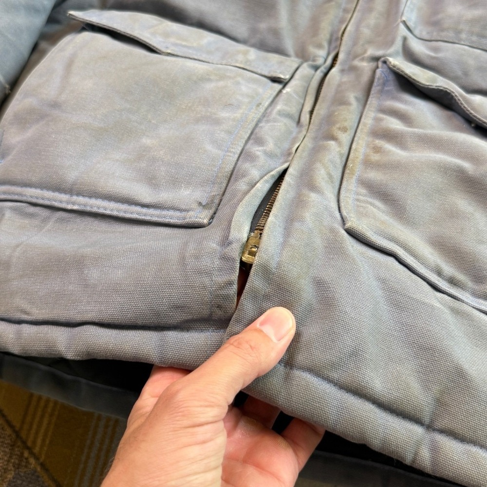 Carhartt Arctic Quilt Lined Duck Traditional Coat Blue Gray Vintage Made in USA - Picture 10 of 16